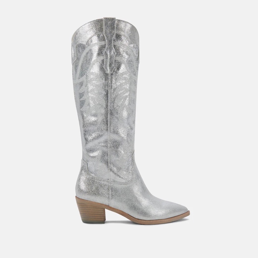 Dolce Vita Solida Boots in Silver Metallic Suede